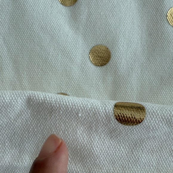 Kate Spade New York Canvas Book Tote/Color Gold Polka Dot Pattern/ Script Logo - Picture 8 of 10